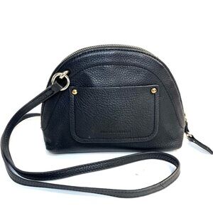 Vince Camuto Katja Power Black Leather Shoulder Bag Half Moon Purse Front Pocket